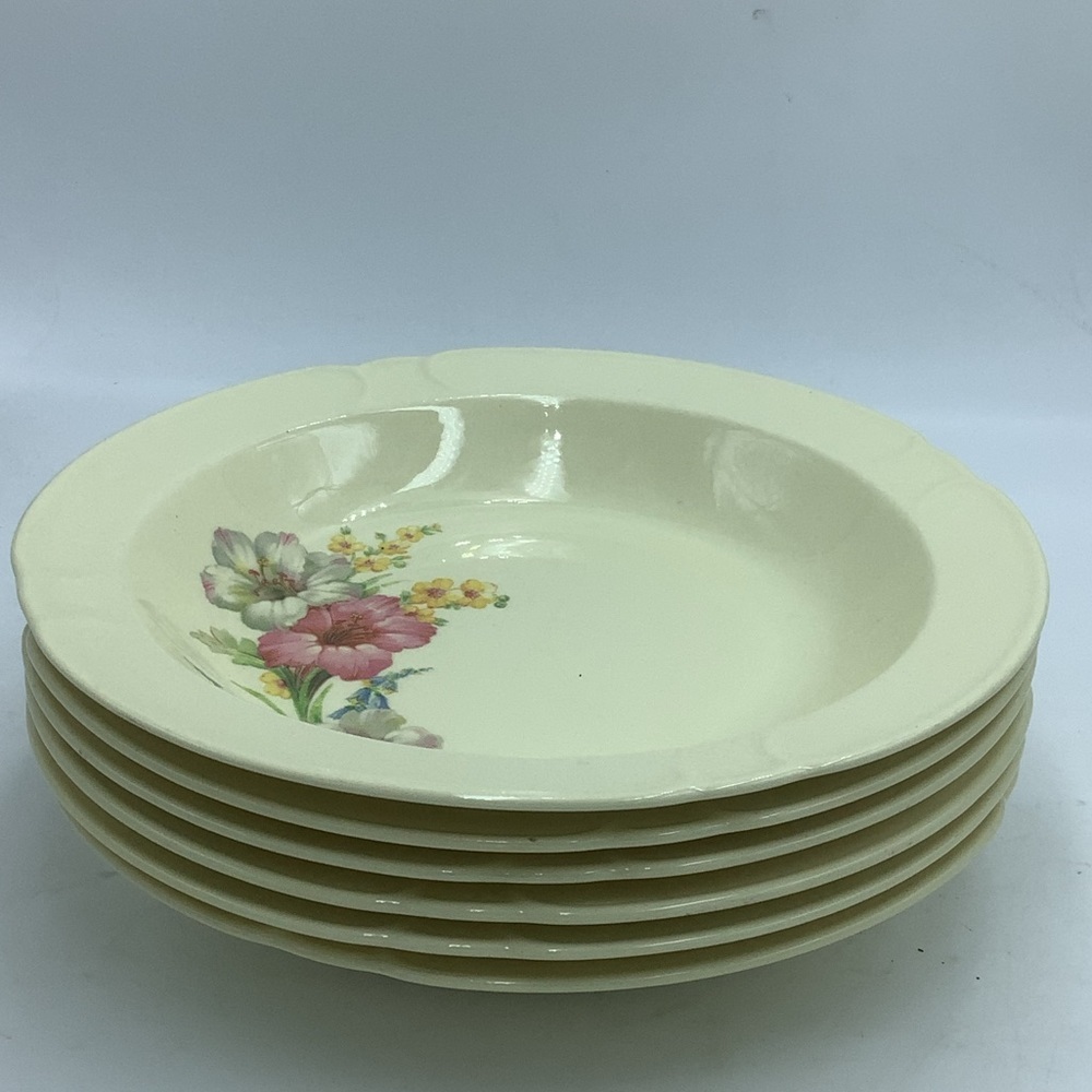 Six Vintage W.S George Del Rio Ochre Soup Bowls